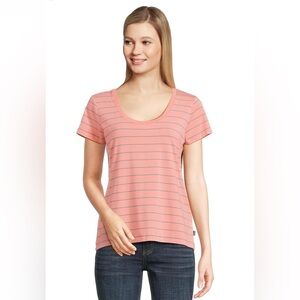 L.L. Bean peach  Striped Short Sleeve Tee